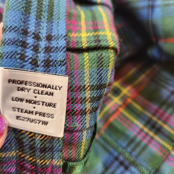 VTG Ralph Lauren Wool Tartan Plaid Pleated Belted Wrap Mini Skirt Sz 10 - Picture 11 of 13